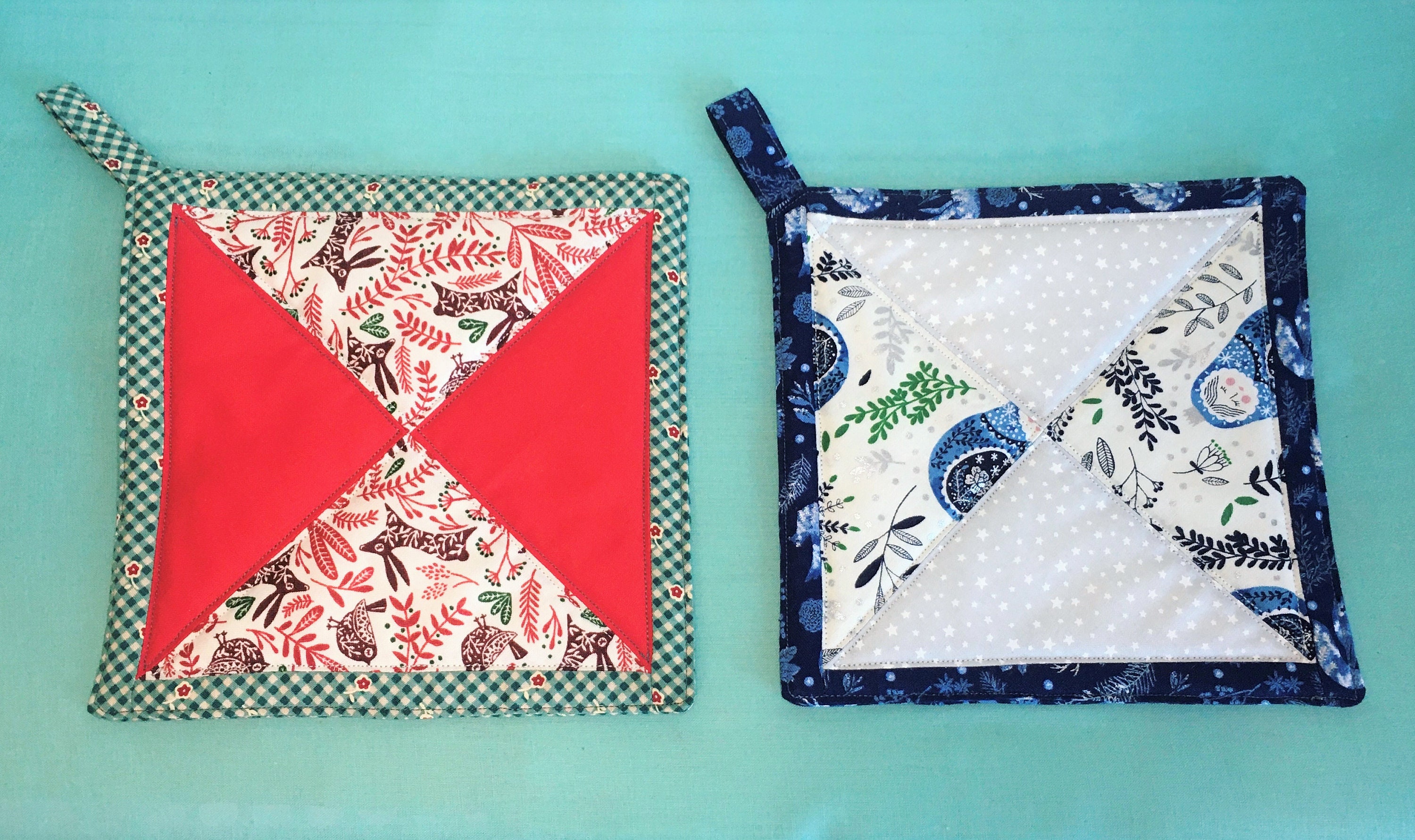 Quilted Fabric Trivet / Hot Pad Set of 2 Holiday Prints Ver. Etsy