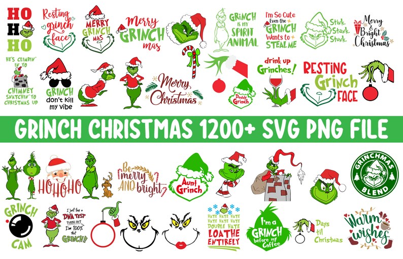 Download Grinch Bundle SVG PNG Bundle Grinch Christmas 1200 Bundle | Etsy