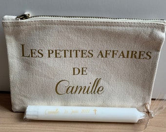 Trousse et cierge personnalisable cadeau bapteme