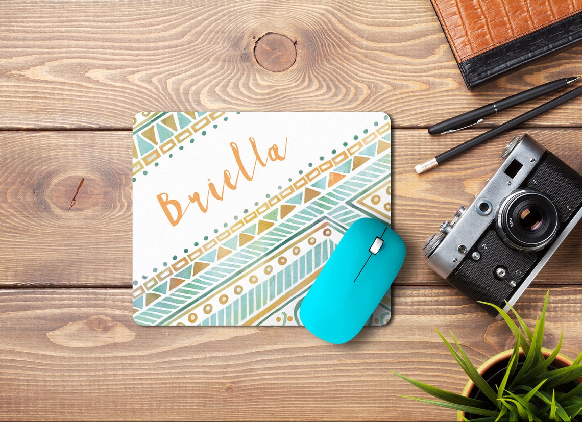 Boho Personalized Mouse Pad Office Desk Accessories Etsy