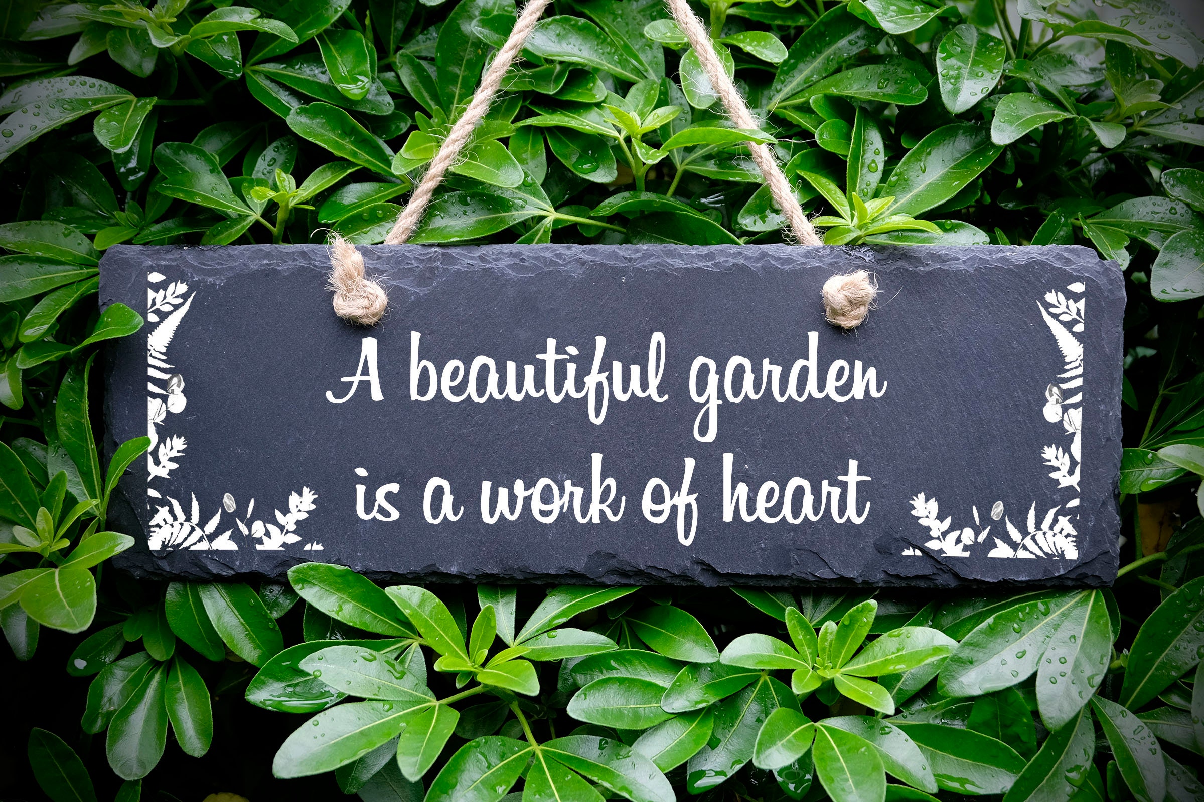 A Beautiful Garden is a Work of Heart Slate Garden Sign - Etsy UK