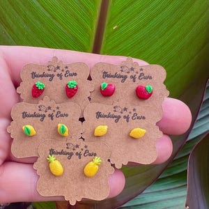 Apple | Lemon | Pineapple | Strawberry | Micro Stud Earrings- Hypoallergenic || Free Domestic Shipping || ThinkingofEwe
