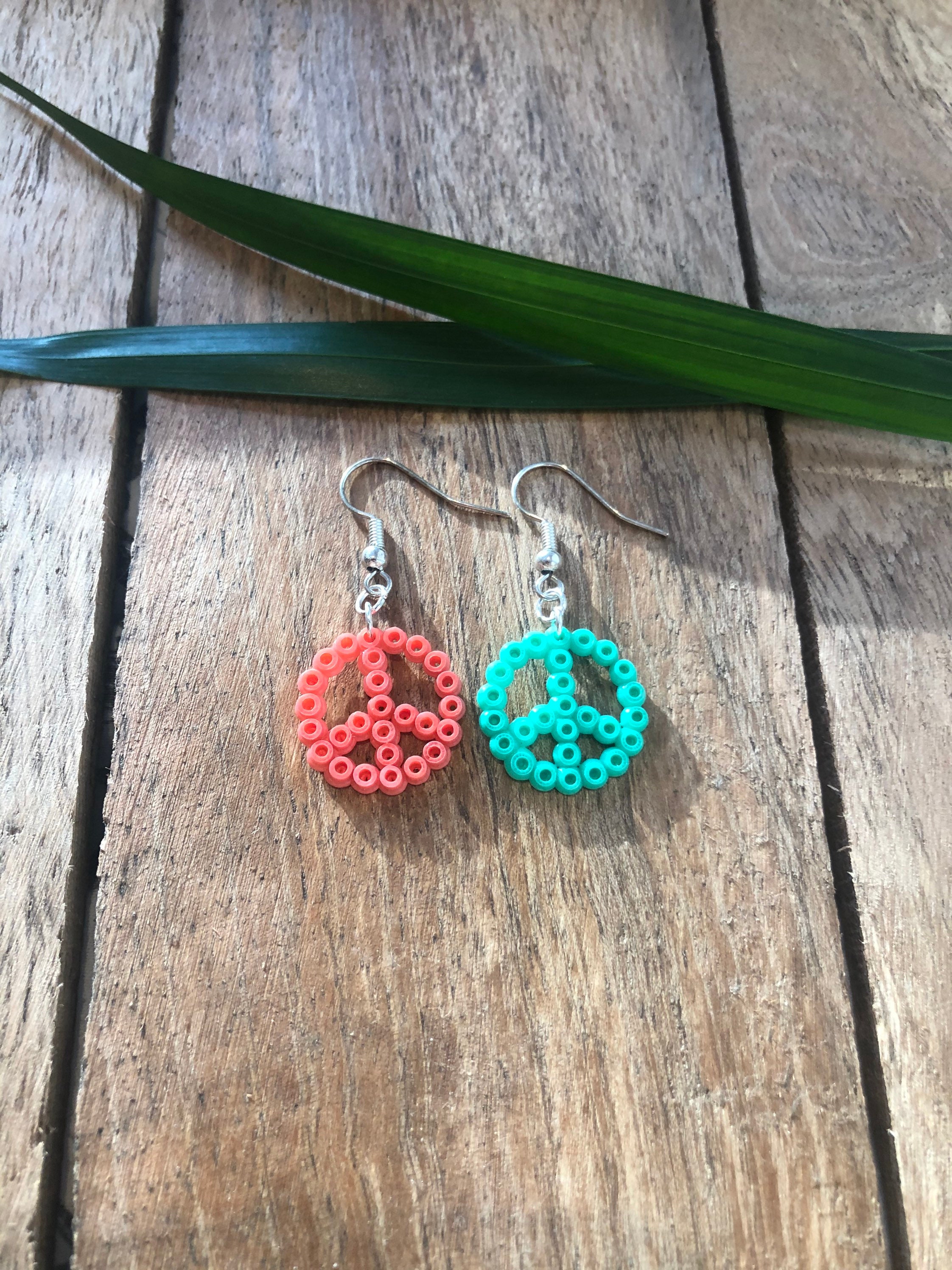 Hippie earrings Earring symbol Peace Peace Ironing Beads Etsy