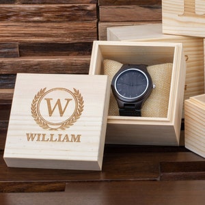 Personalized Wooden Watches for Men, Mens Watch with Wooden Box, Groomsmen Gifts, Best Man Gift, Mens Gift, Christmas Gifts for Men image 2