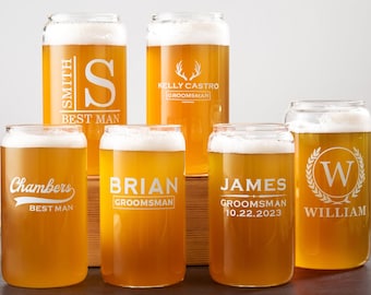Personalized Beer Cups for Wedding Party, Barware for Him Beer Glasses, Home Bar Gifts, Groomsmen Gifts, Best Man Gift, Bachelor Party Gifts