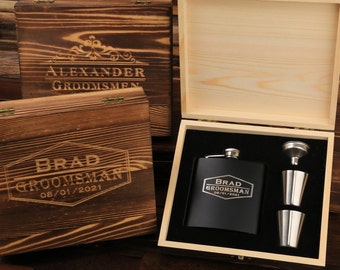 Groomsmen Gifts, Personalized Flask in Groomsman Gift Box, Flask for Men, Groomsmen Proposal, Best Man Gifts, Best Man Proposal, Groom Gift