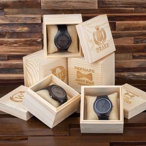 Personalized Wooden Watches for Men, Mens Watch with Wooden Box, Groomsmen Gifts, Best Man Gift, Mens Gift, Christmas Gifts for Men image 3