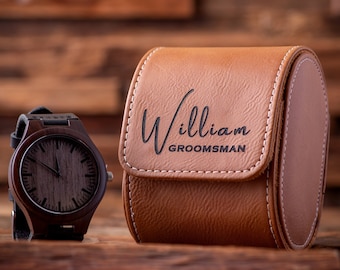 Personalized Groomsmen Gifts, Best Man Gift, Husband Gift, Birthday Gift for Him, Mens Watch Gift for Men, Wood Watch with Leather Watch Box