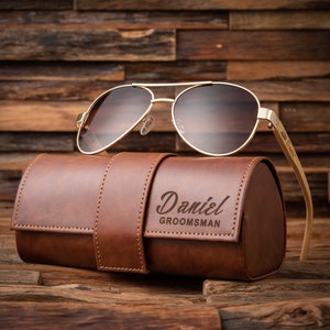 Personalized Mens Sunglasses with Leather Box for Wedding Party Gifts, Groomsmen Gifts Idea, Best Man Gift, Groom Gift, Bachelor Party Gifts