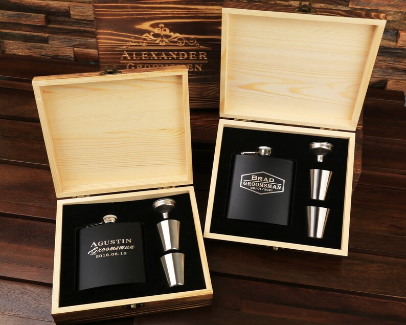 Groomsmen Gifts Personalized Flask in Groomsman Gift Box Etsy