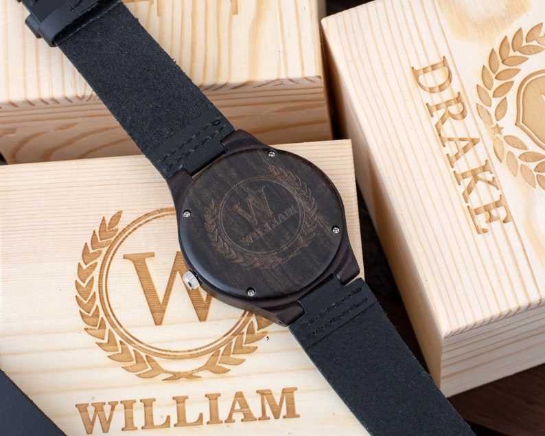 Personalized Wooden Watches for Men, Mens Watch with Wooden Box, Groomsmen Gifts, Best Man Gift, Mens Gift, Christmas Gifts for Men image 8