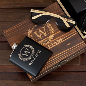 Personalized Sunglasses and Flask in Gift Box, Groomsmen Gifts, Groomsman Proposal Gift, Best Man Gift, Husband Gift, Bachelor Gifts for Men image 7