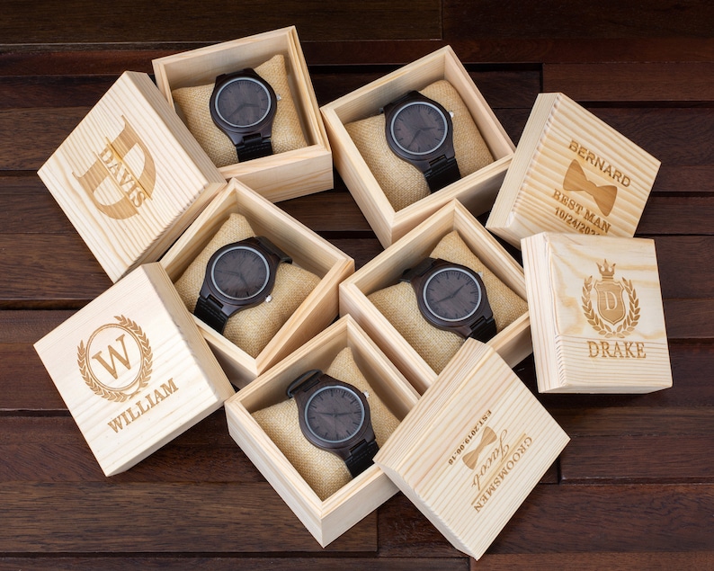 Personalized Wooden Watches for Men, Mens Watch with Wooden Box, Groomsmen Gifts, Best Man Gift, Mens Gift, Christmas Gifts for Men image 5