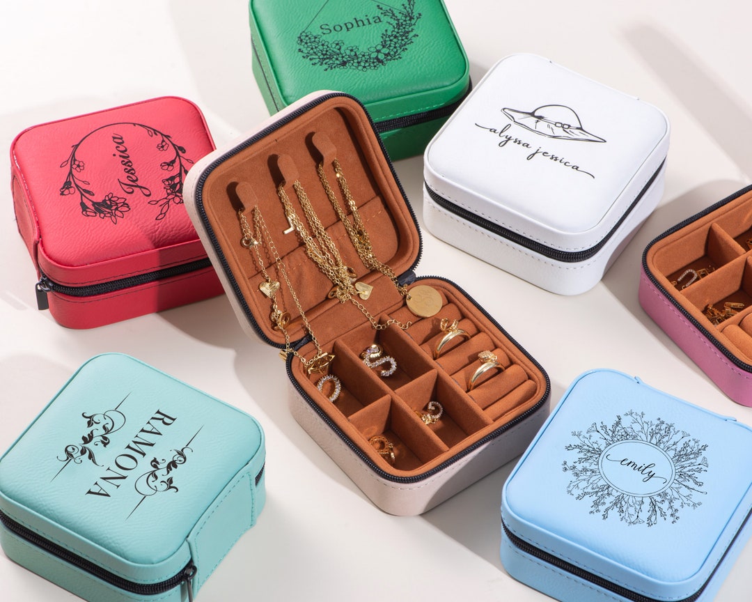 Personalized Jewelry Box, Custom Travel Jewelry Case, Gift for Her