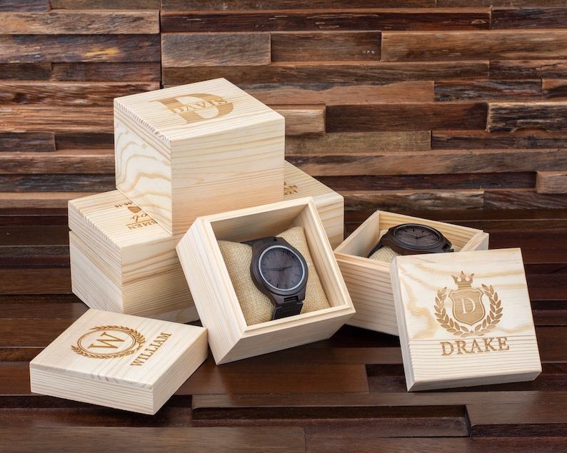 Personalized Wooden Watches for Men, Mens Watch with Wooden Box, Groomsmen Gifts, Best Man Gift, Mens Gift, Christmas Gifts for Men image 4