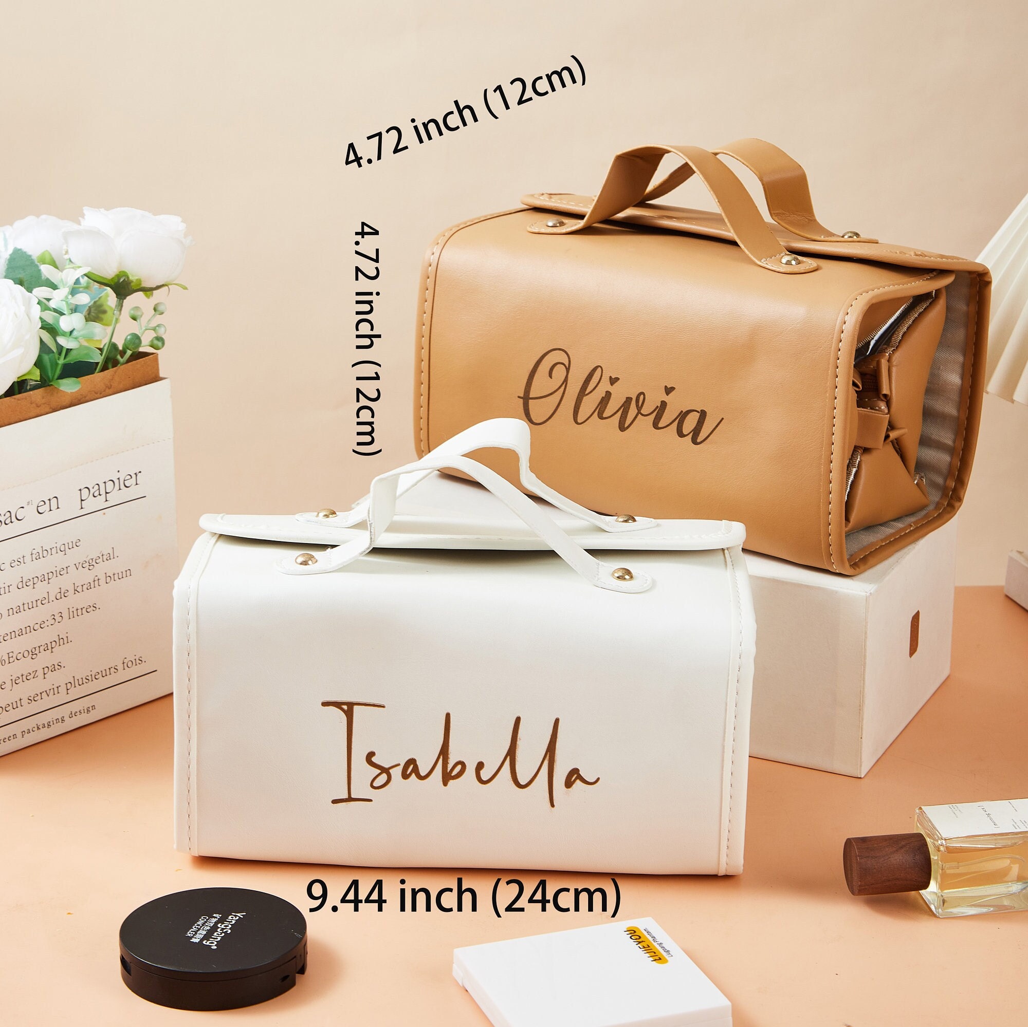 Custom Name & Birth Flower Makeup Bag, Bridesmaid Make up Bag, Cosmetic Bag for Women, Bridesmaid Gifts Proposal, Birthday Gift, Travel Bag