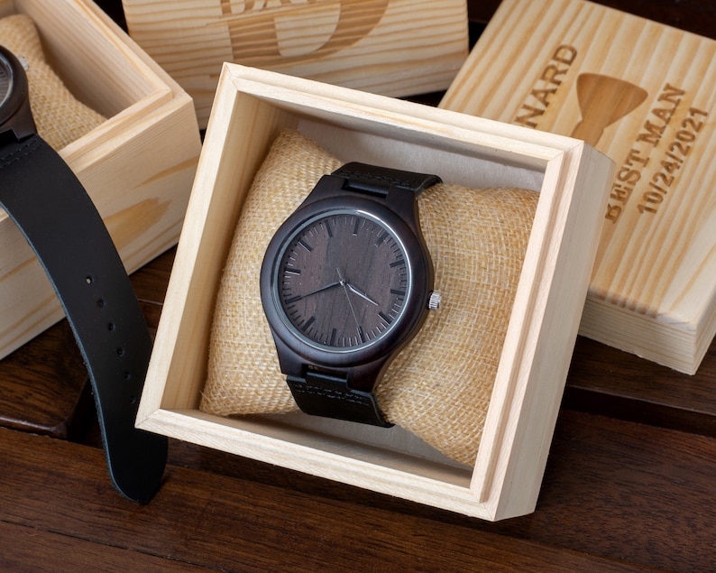 Personalized Wooden Watches for Men, Mens Watch with Wooden Box, Groomsmen Gifts, Best Man Gift, Mens Gift, Christmas Gifts for Men image 7