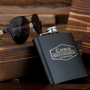 Personalized Sunglasses and Flask in Gift Box, Groomsmen Gifts, Groomsman Proposal Gift, Best Man Gift, Husband Gift, Bachelor Gifts for Men image 8