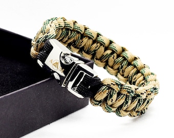 Woven Paracord Bracelet: Stainless Steel Shackle, Outdoor Survival Gear