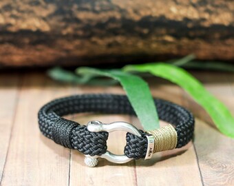 Mover Bracelets Handmade Rope Bracelet With Black Stainless Steel Shackle - Waterproof & Durable