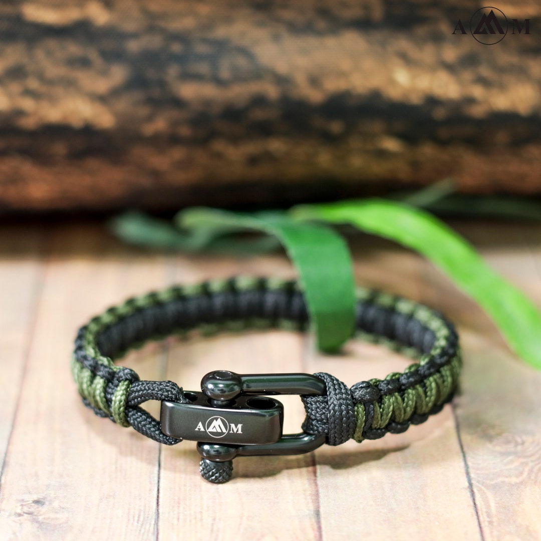 Men ADJUSTABLE Black PARACORD BRACELET, Paracord Braided Bracelet