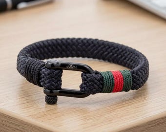 Designer Paracord Bracelet: Adjustable Stainless Steel Shackle