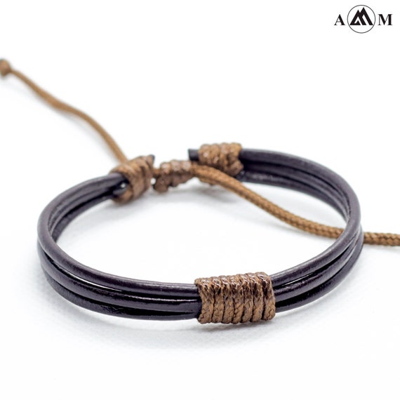 Men's Adjustable Leather Cord Bracelet