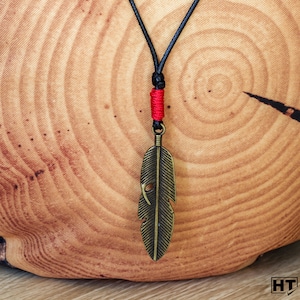 MAN NECKLACE PENDANT,  rope necklace feather necklace gift for men, rope and cord leather necklace vintage pendant for man