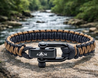 Braided Paracord Bracelet, Adjustable Stainless Steel Shackle, Handmade