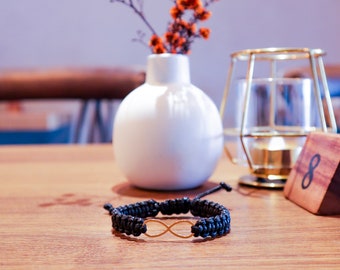 Braided Paracord Bracelet, Infinity Emblem, Vegan Leather Friendship Jewelry