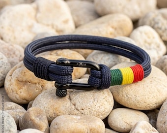 Adjustable Rasta Flag Paracord Shackle Bracelet – Braided Unisex National Bracelet