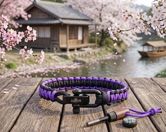 Adjustable Paracord Survival Bracelet with Stainless Steel Beads & Shackle – Braided Woven Unisex Gift