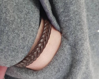 Handmade Braided Leather Bracelet, Adjustable Vintage Style