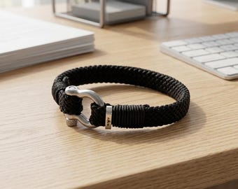 Paracord Bracelet: Adjustable Stainless Steel Shackle, Unisex Friendship Jewelry
