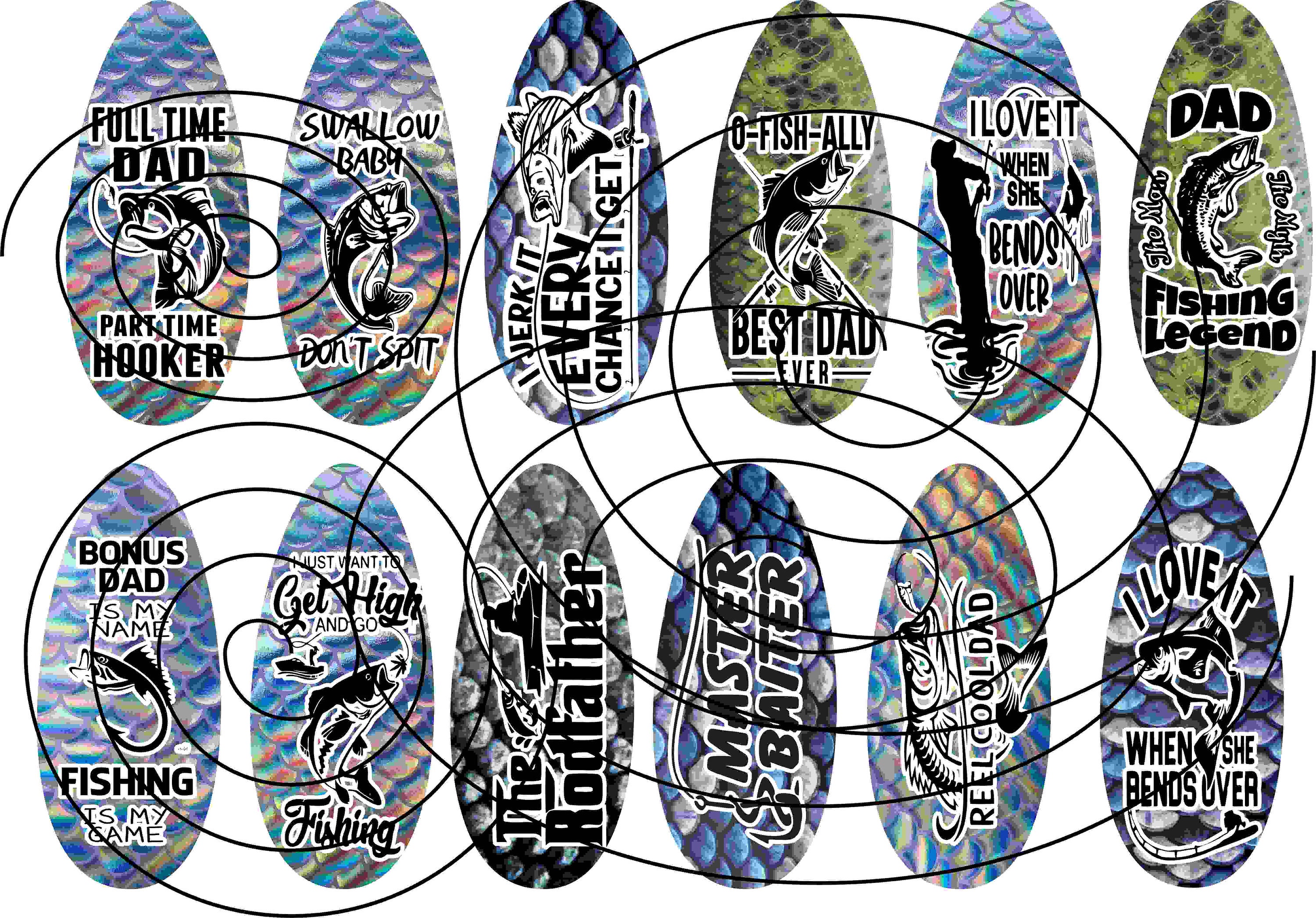 12 Fishing Lure Sublimation designs PNG FILES