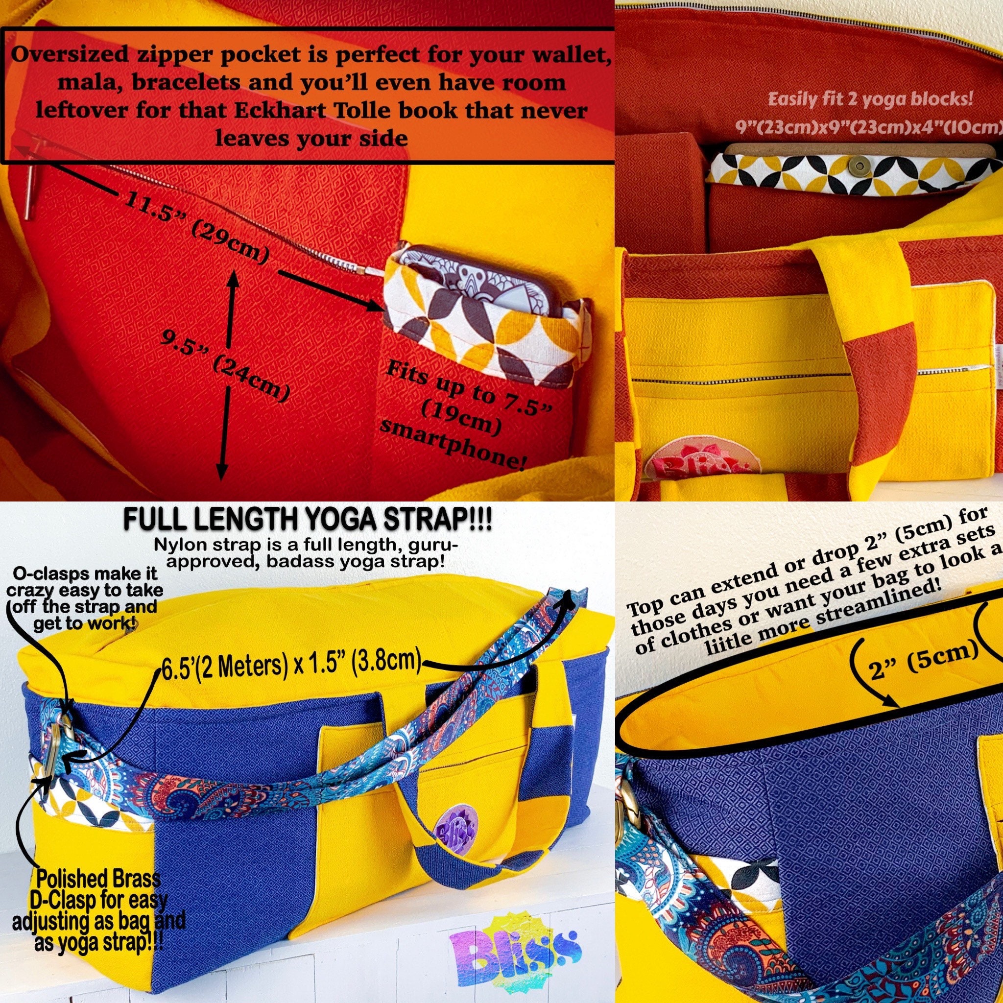 Bliss Yoga Gear Yoga Mat Bag / Personalized Yoga Mat Bag / Customized