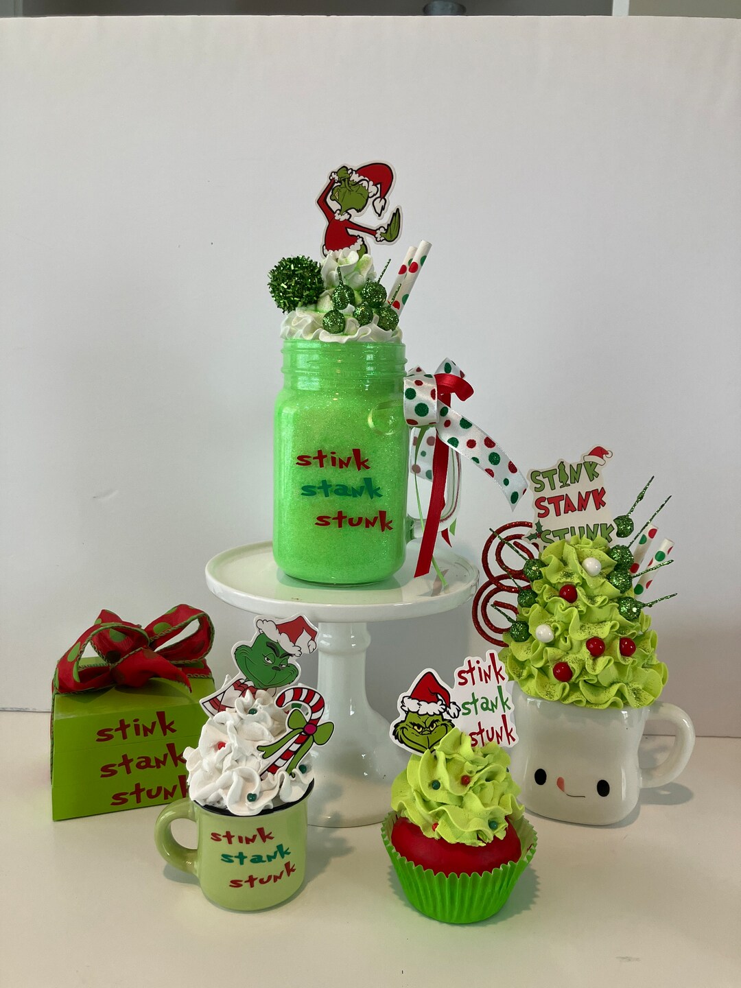 Faux Grinch Stink Stank Stunk Mason Jar Drink Etsy