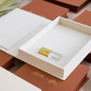 Custom linen USB box, packaging for flash drive, gift box for usb, crystal USB image 4