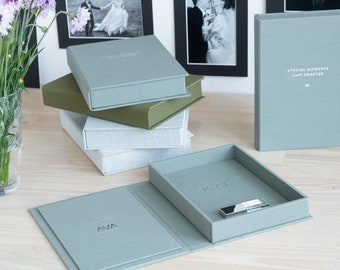 present presentation box Custom linen USB box, packaging for flash drive, gift box for usb, crystal USB