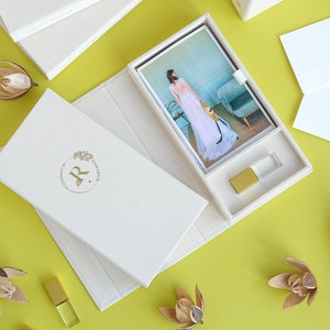 Personalisierte USB Fotobox für Leinen / Hochzeitsbox / 10x18 Fotobox / Hochzeitsbox für Abdrücke / Hochzeitsbox aus Leinen