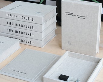 Embossed Linen USB Box, Photographer Client Gift