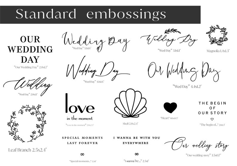 Puede incluir: Una colecci&oacute;n de 12 sellos de goma con tem&aacute;tica de boda. Los sellos presentan varios dise&ntilde;os, incluyendo corazones, conchas, hojas y texto. El texto en los sellos incluye frases como "Our Wedding Day", "Wedding Day", "Love in the Moment", y "The Begin of Our Story".