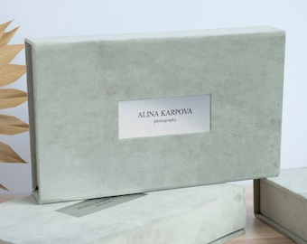 Personalized Velvet Photo Box, USB Storage - 4x6 Print Keepsake