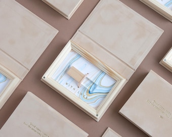 Wooden & Velvet USB box  /  Gift Packaging /
