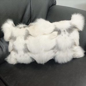 Real  fox fur pillow ,natural  color, Home warmer