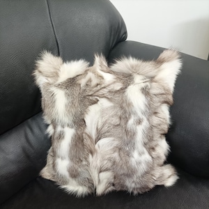Real  fox fur pillow ,natural color, Home warmer