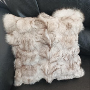 Real  fox fur pillow ,natural color, Home warmer