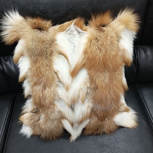 Real  fox fur pillow ,natural color, Home warmer
