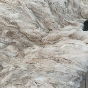 Real Fox fur blanket throw Beige color, Home warmer