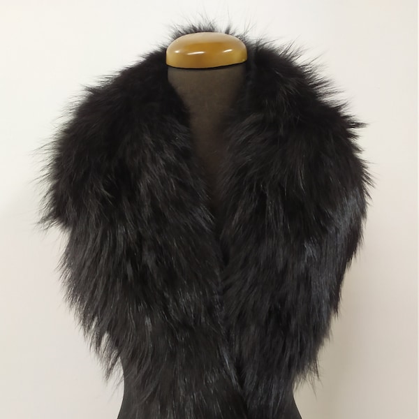 Fur collar,Finn raccoon high quality fur collar black color, real fur scarf,coat winter accessories